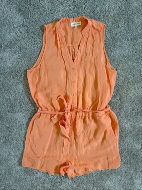 Anthropology cloth & stone Peach Linen-Blend Romper